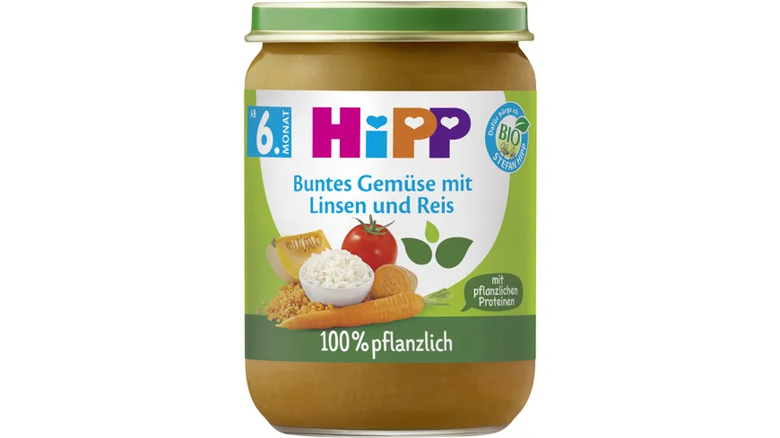 HiPP 100% pflanzlich: Buntes Gemüse mit Linsen und Reis 190 g