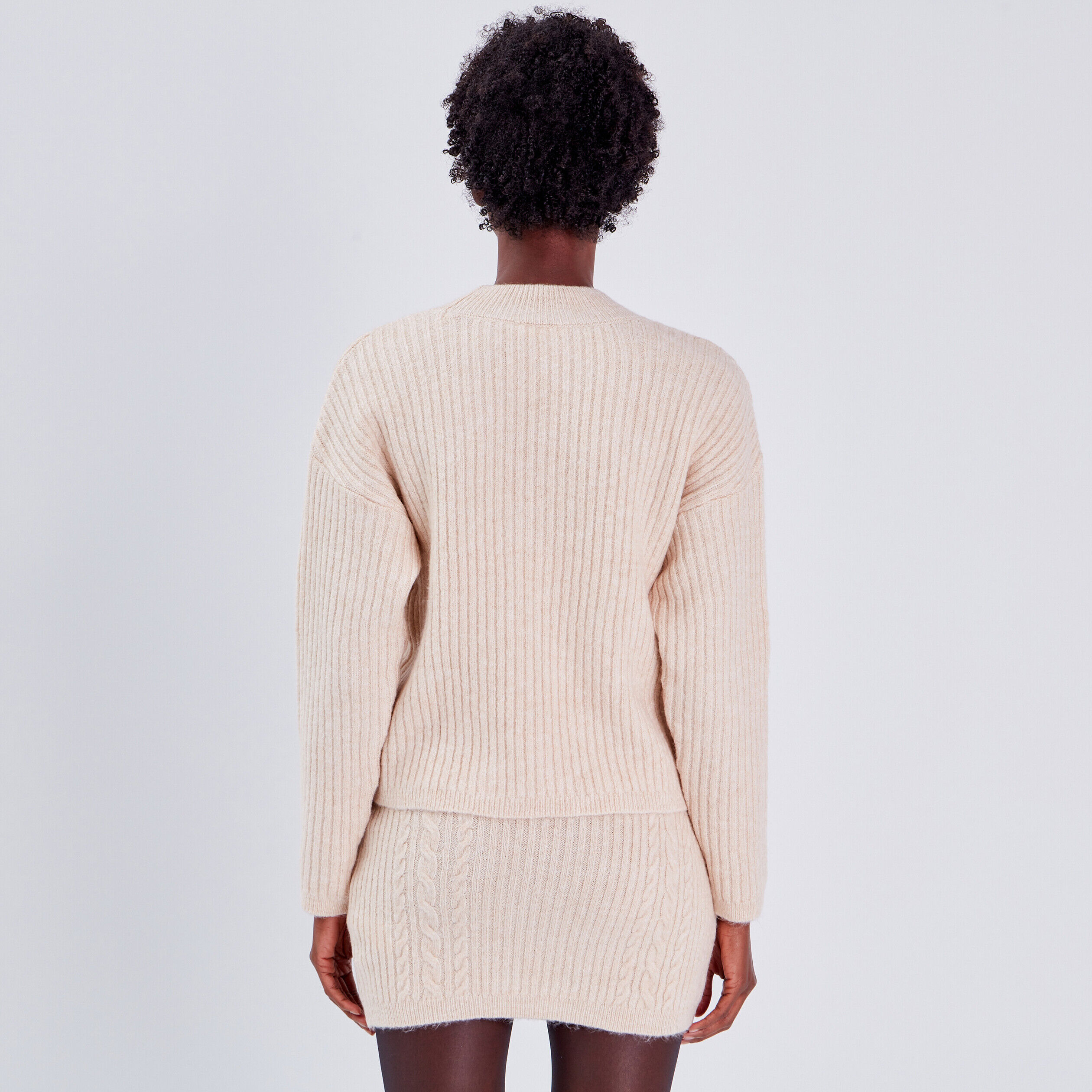 Pull avec col montant beige femme | Cache Cache
