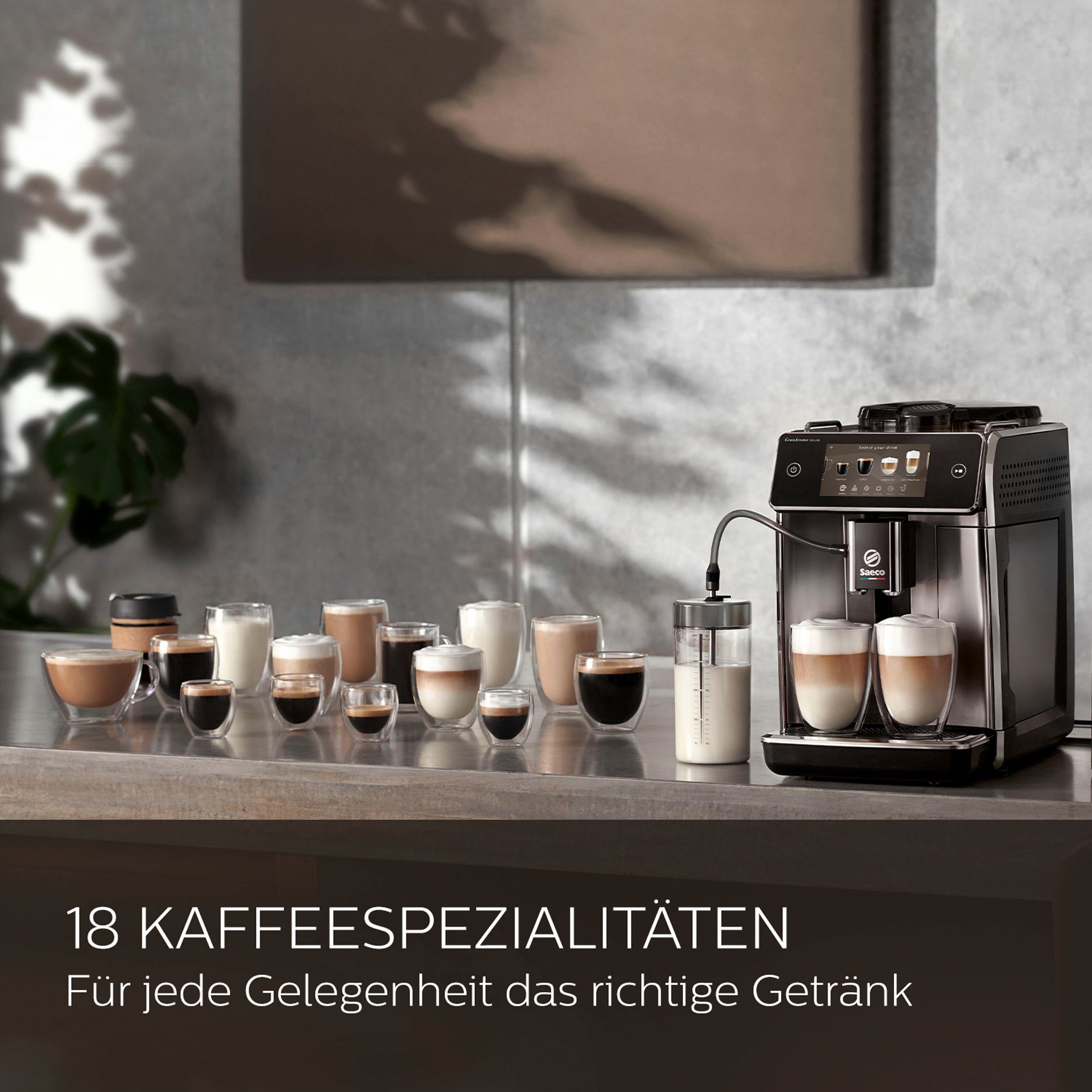 Saeco Kaffeevollautomat Saeco GranAroma Deluxe SM6685/00, Pflegeset CA6707/10 im Wert von UVP 49,99€