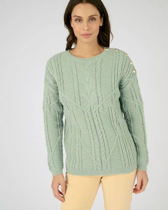 Pull chaud à torsades et boutons Thermolactyl