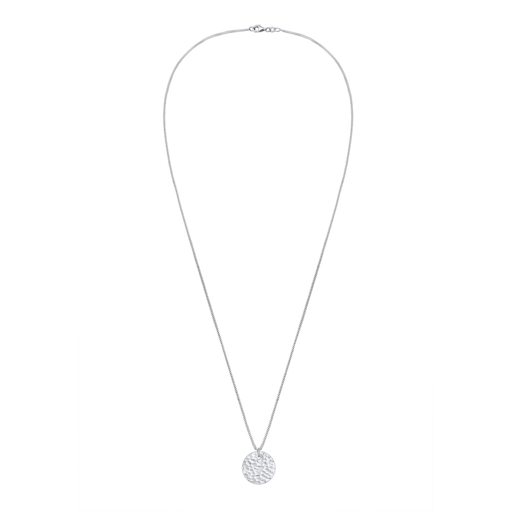 Elli Elli Collier Plaquettes Cercle Battues Femme - (925/1000) Argent collier