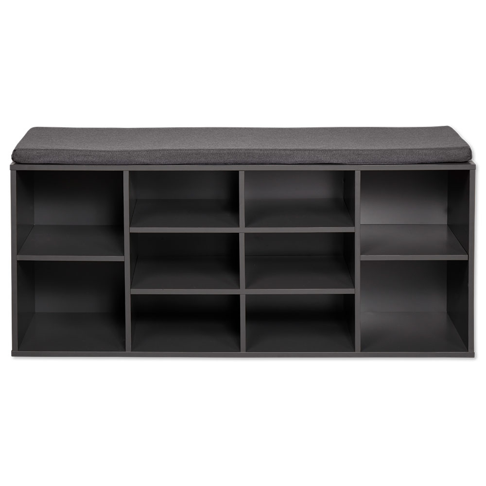 Kesper Universal-/ Schuhschrank mit Sitzkissen und Schublade, grau lackiert