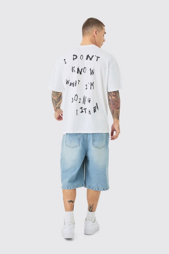 Oversize T-Shirt mit Text-Print