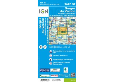 Carte IGN Gorges du Verdon 3442OT