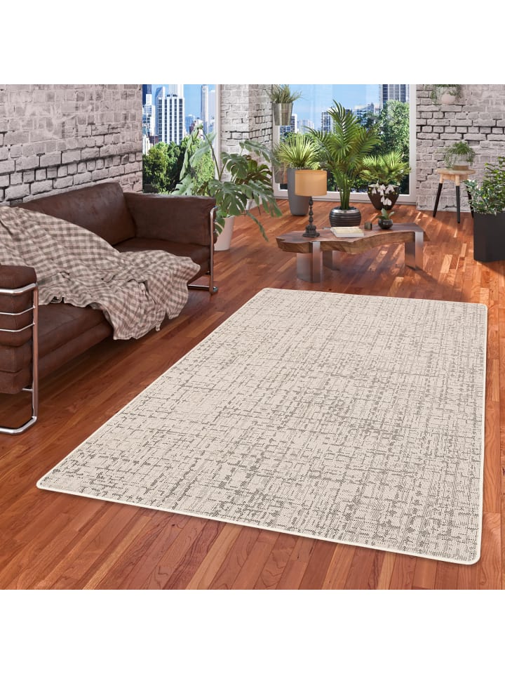 Snapstyle In & Outdoor Teppich Flachgewebe Oslo Karo Modern in Creme günstig kaufen