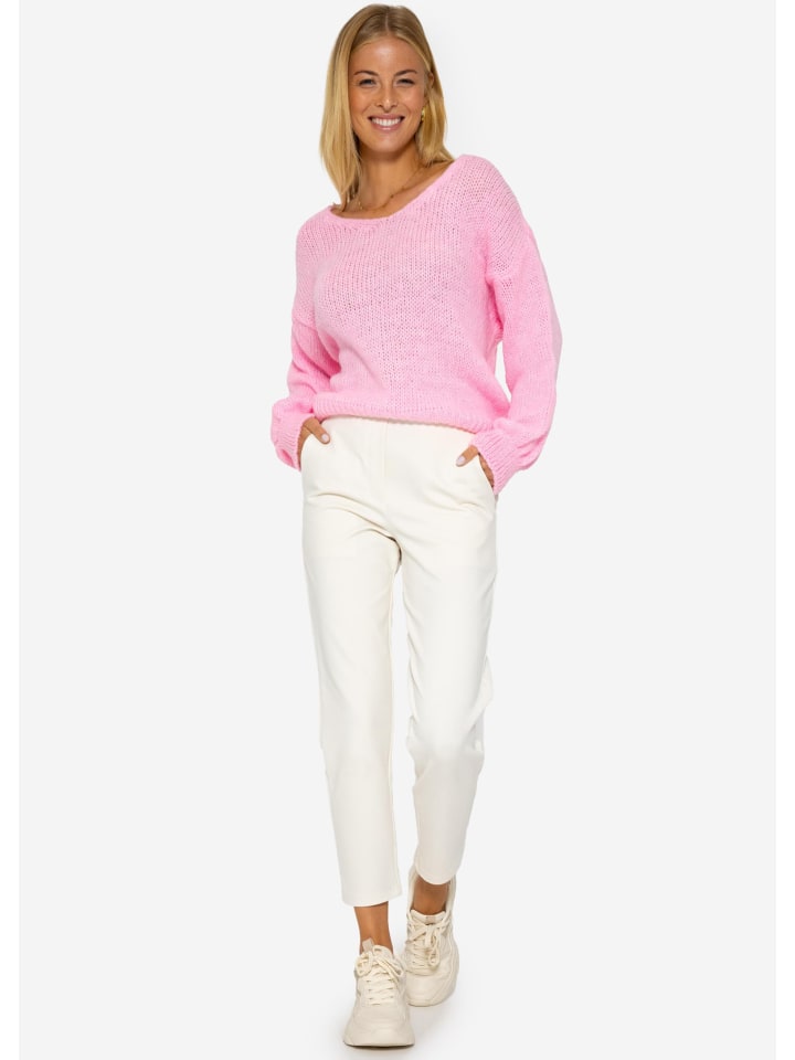 SASSYCLASSY Pullover mit V-Ausschnitt in rosa günstig kaufen