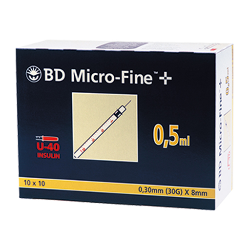 BD MICRO-FINE  Insulinspr.0,5 ml U40 8 mm  100X0.5 ml  Spritzen