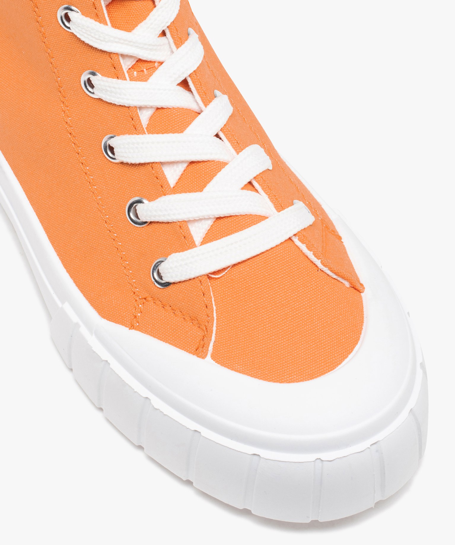 Baskets femme montantes en toile avec épaisse semelle orange | GEMO