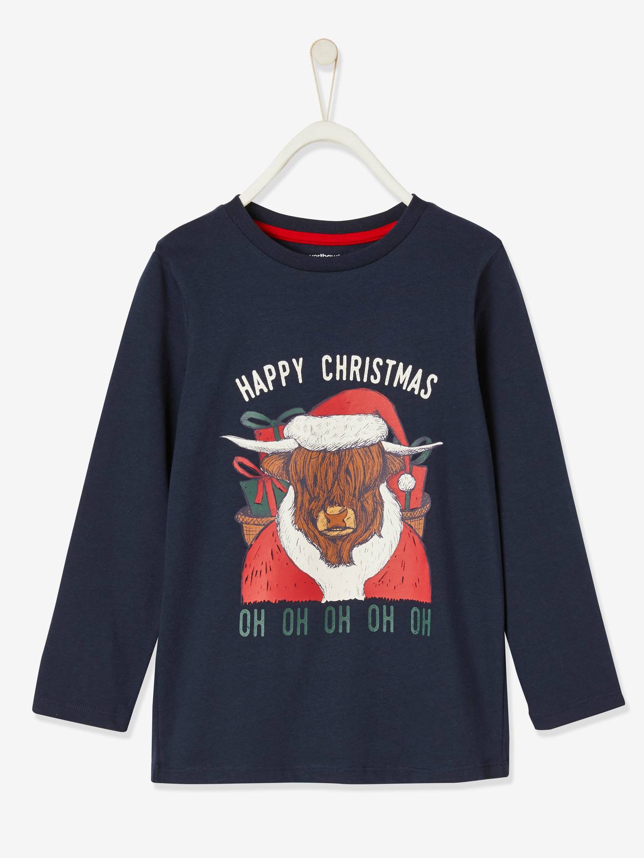T-shirt de Noël garçon motif animal ludique encre