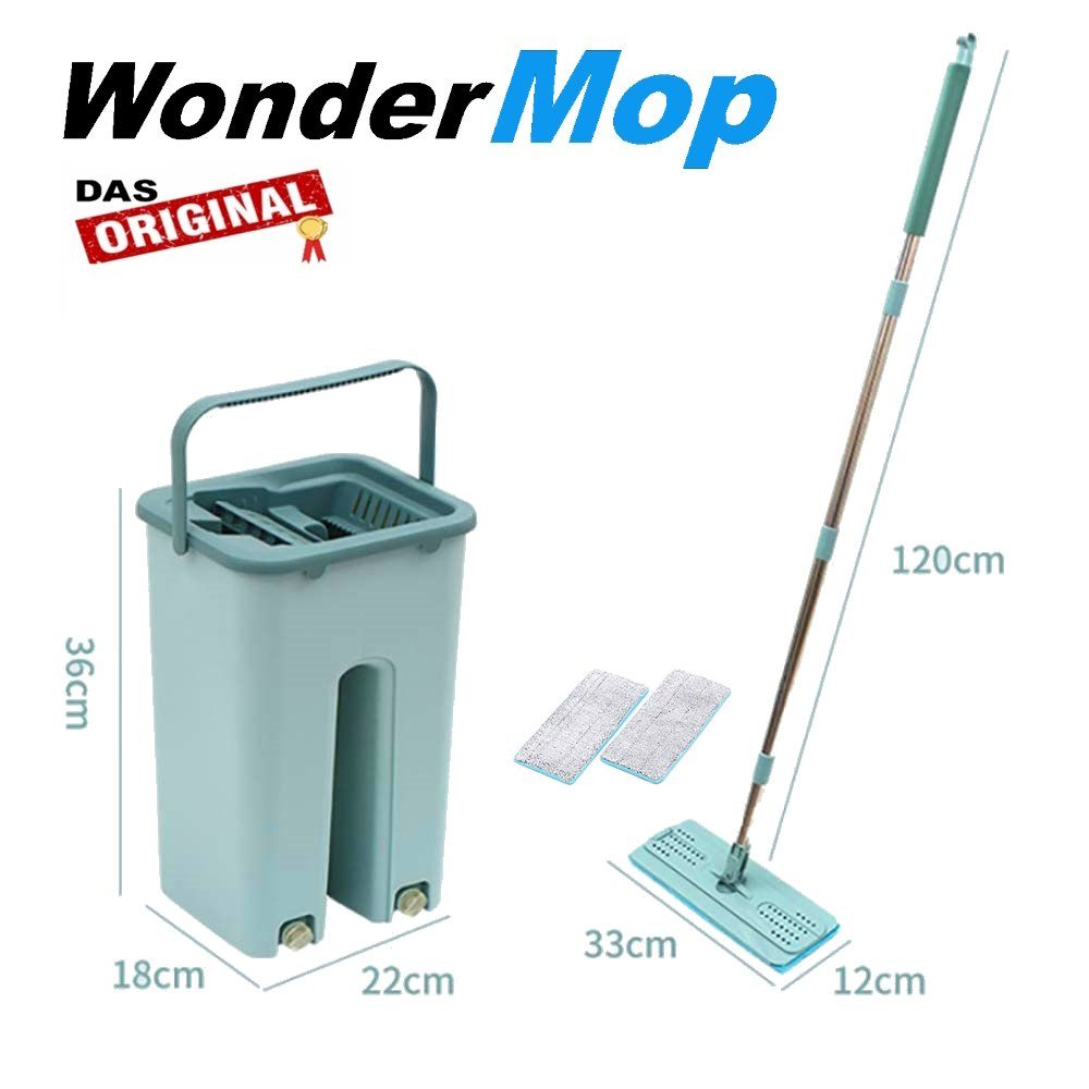 MAVURA Wischmopp WonderMop Profi Bodenwischer Set - Wischmop mit Eimer, Mikrofaser-Mopp, und 2-Kammer Auswringfunktion, - Effektive Reinigung von Böden und Oberflächen