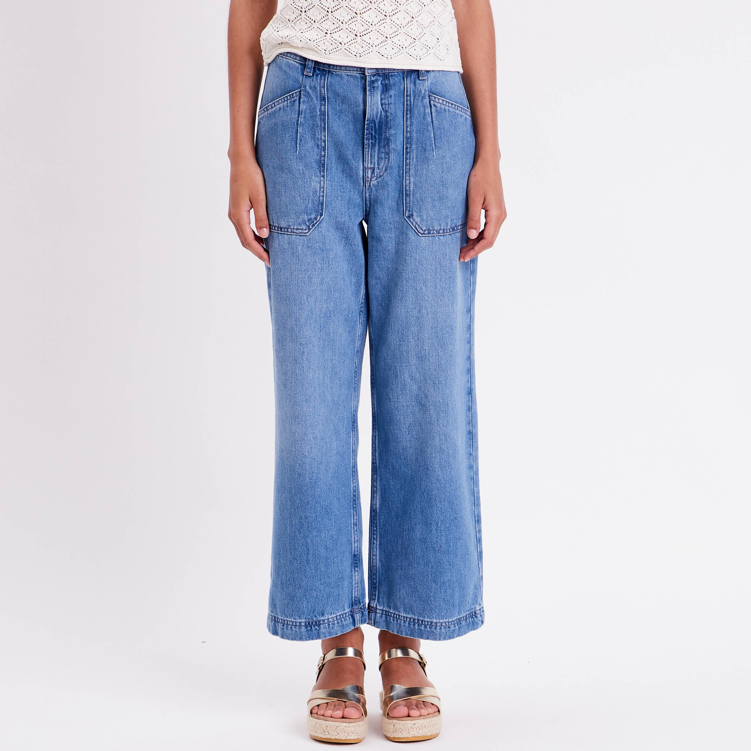 Jeans large 4 poches denim double stone femme | Cache Cache
