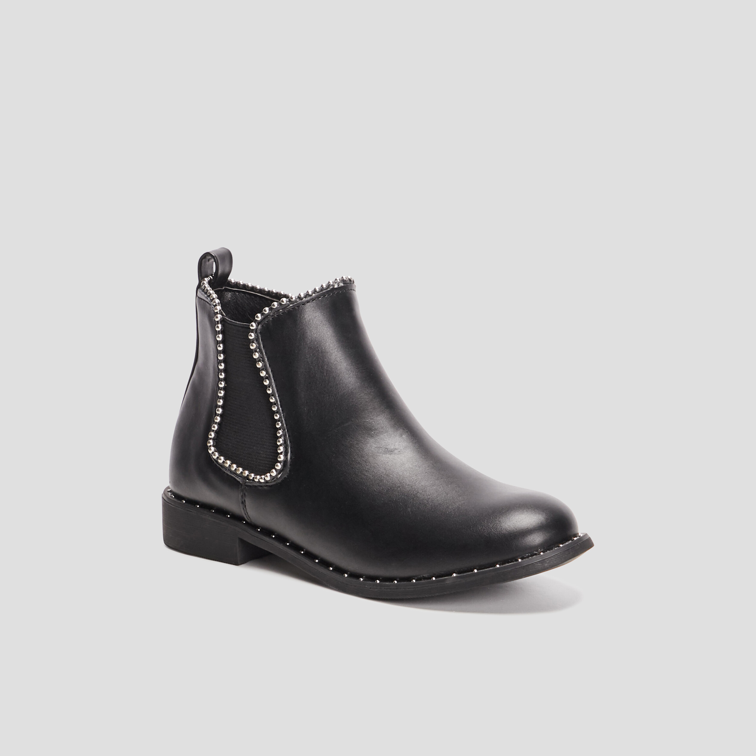 Bottines zippées plates à clous noir fille | La Halle