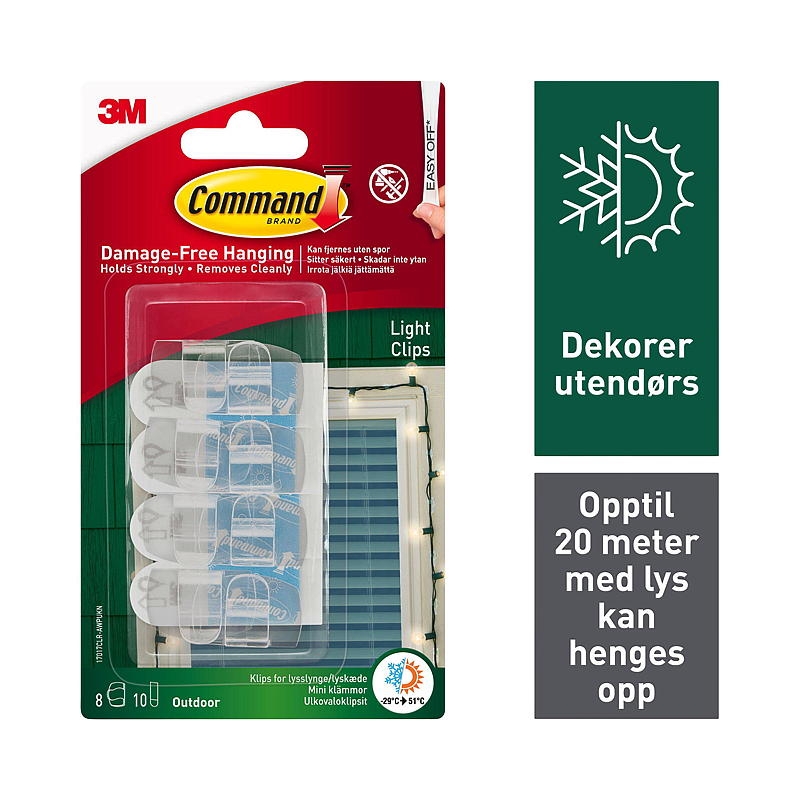 3M Opphengskrok utendørs, klar, 3M Command