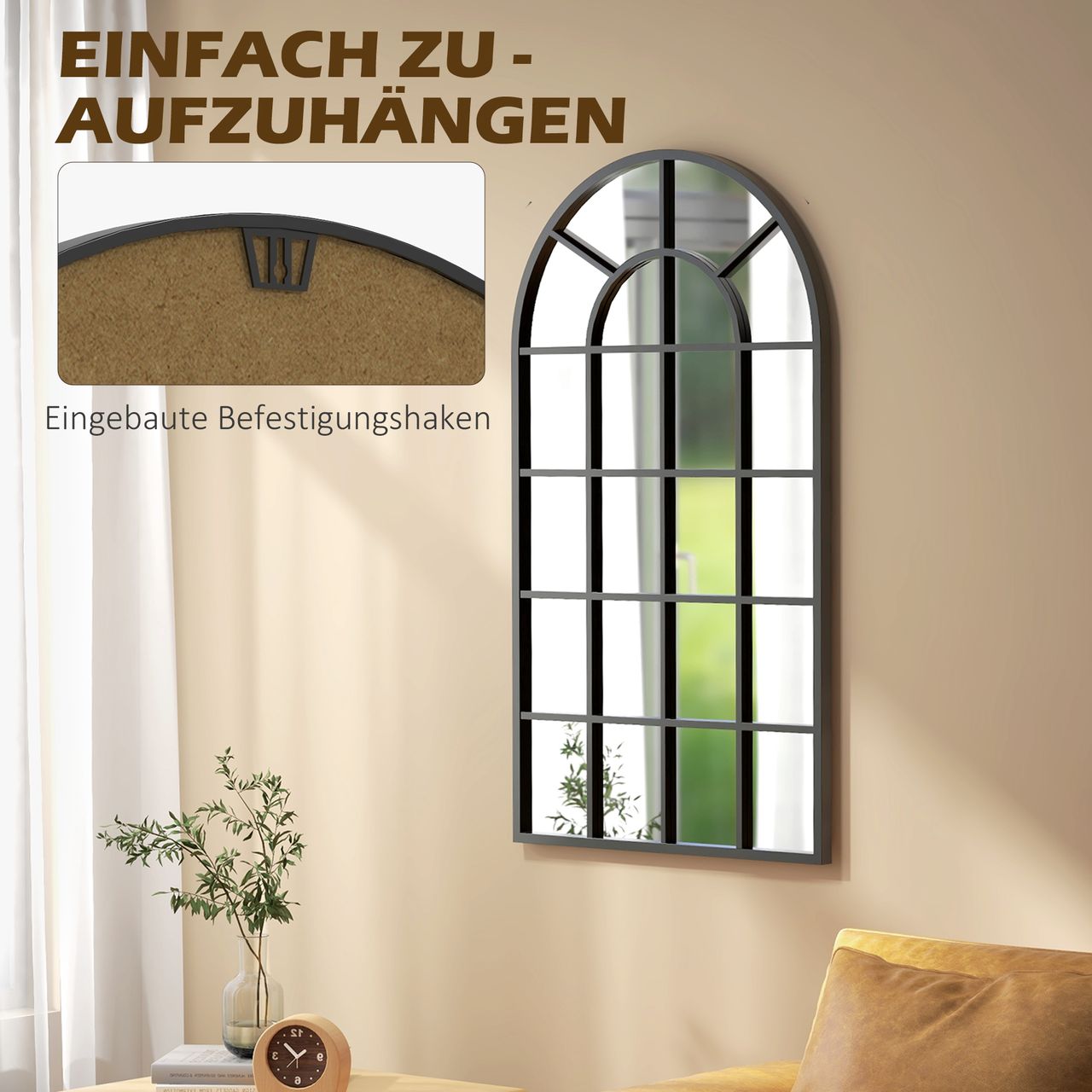 HOMCOM Wandspiegel Garderobenspiegel 110 x 62cm Flurspiegel mit Metallrahmen