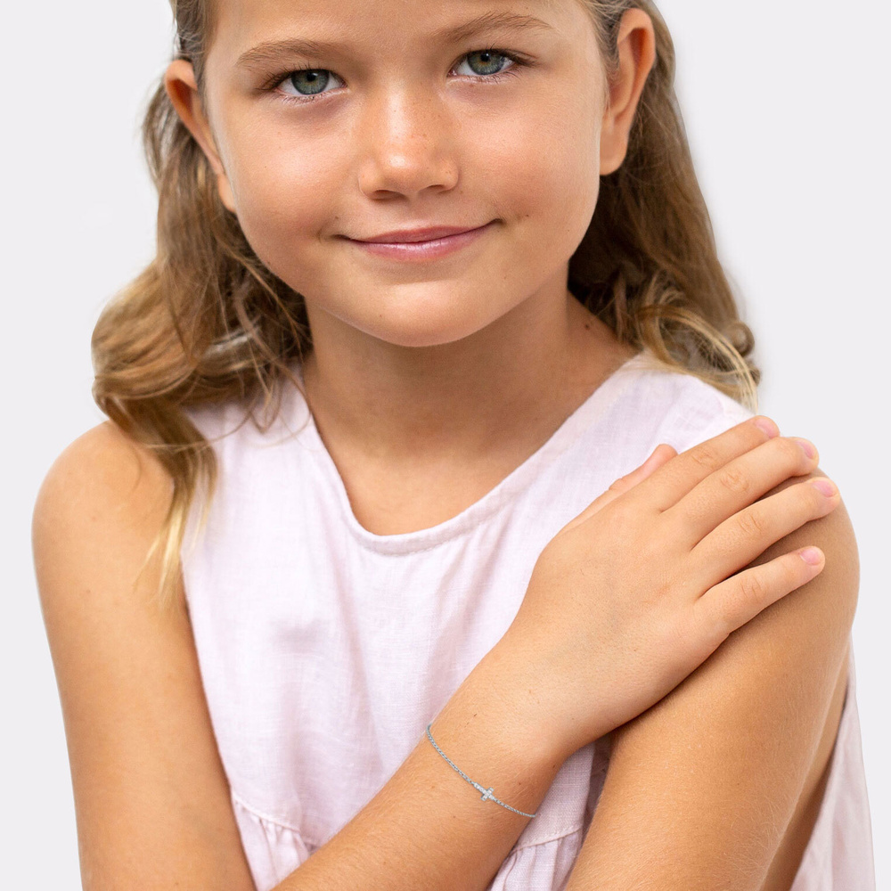 Elli Elli Bracelet Enfants croix pendentif religion avec cristal de zirconium en argen Bracelet