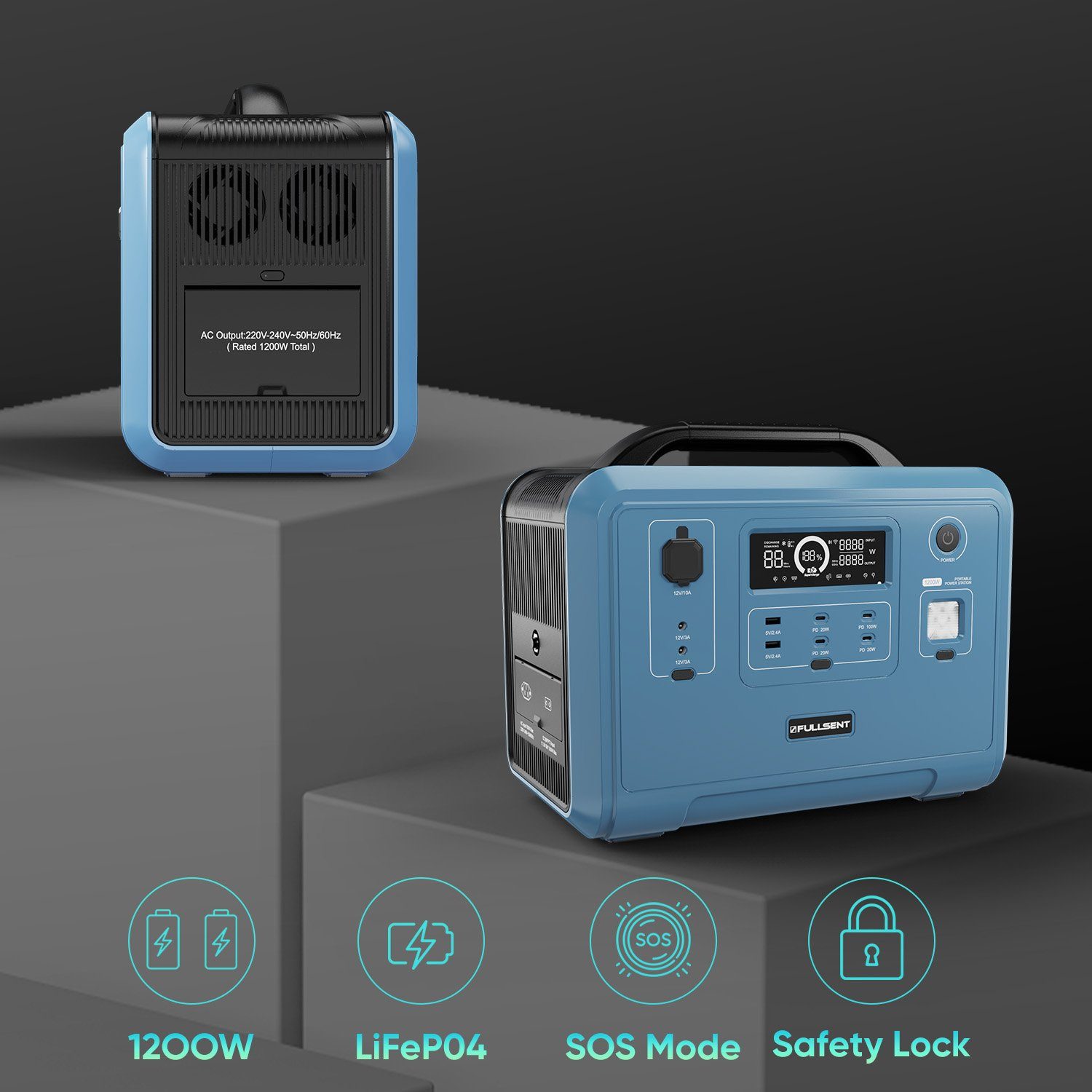 CITYSPORTS Solaranlage FULLSENT, Faltbares Solarmodul Solartasche 100/200W+Powerbank 1200W 1248WH