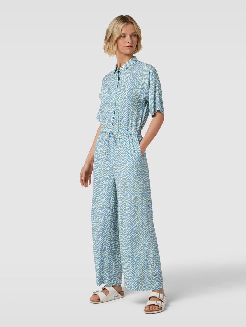 Jumpsuit mit Zickzack-Muster in bleu