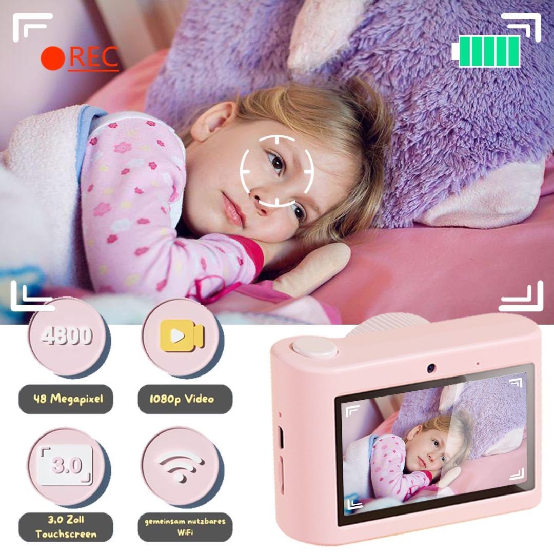 A Ade 48MP 1080P Digitalkamera Kinder, Doppelkamera Kinderkamera (48 MP, WLAN (Wi-Fi), inkl. mit 32GB TF-Karte)
