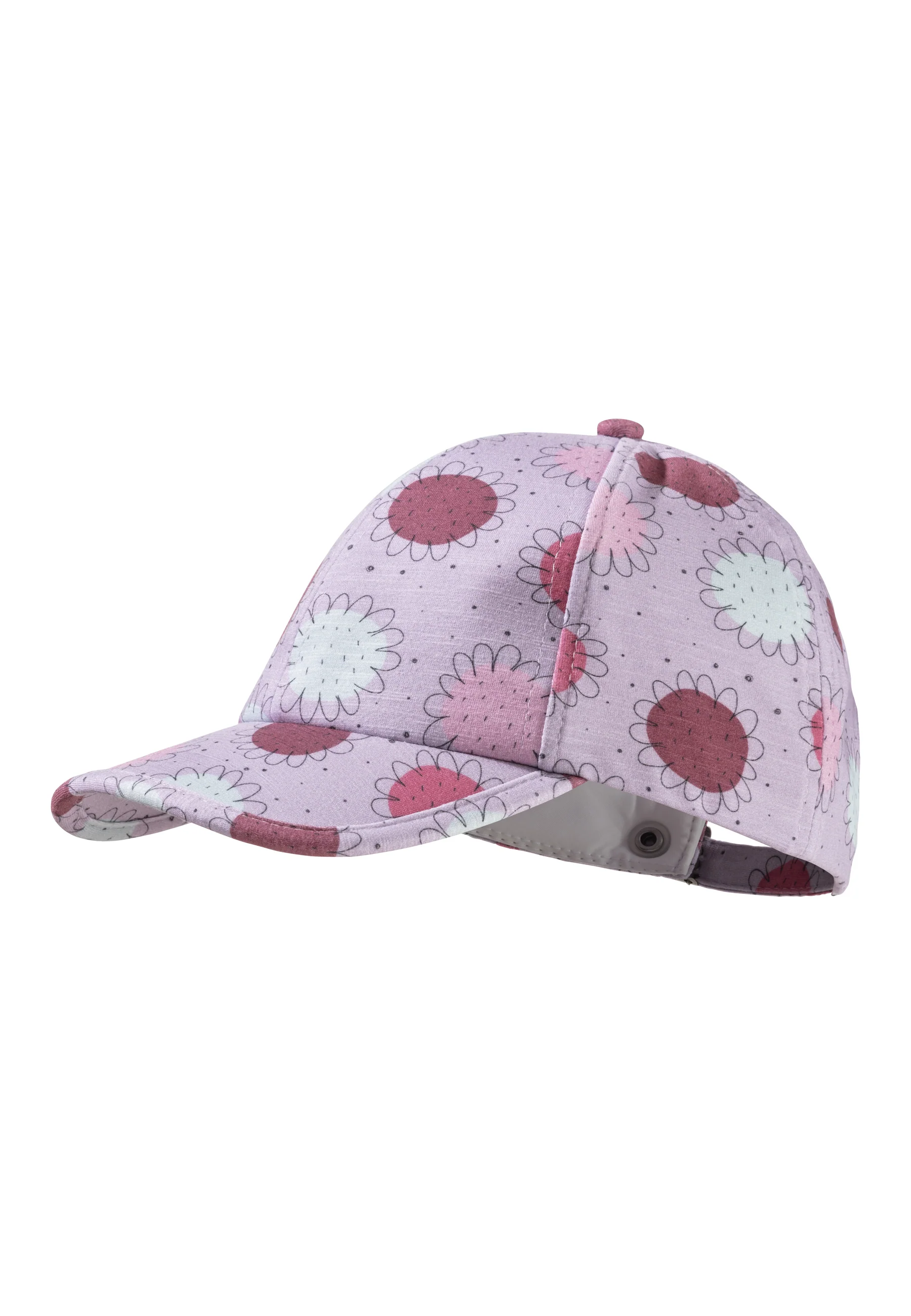Baseballcap bedruckt mit bunten Blumen in flieder