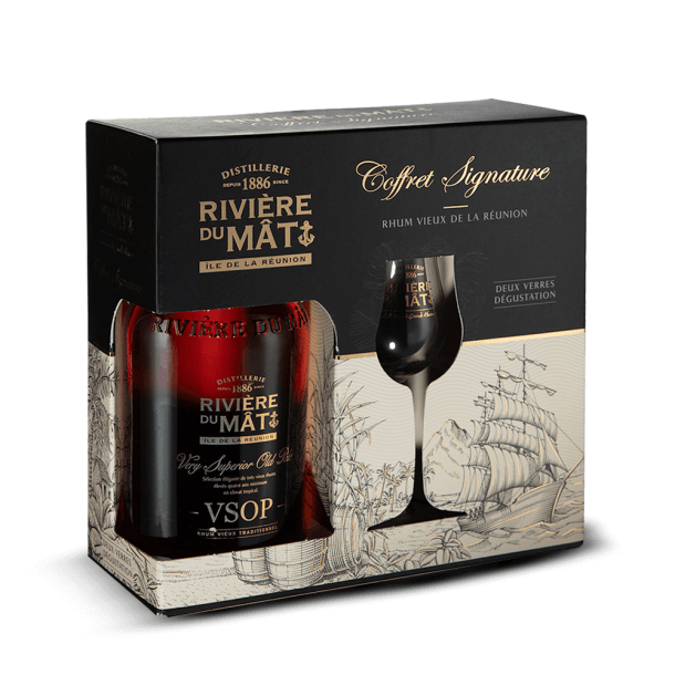 Coffret Rivière Du Mat VSOP 43% + 2 Verres