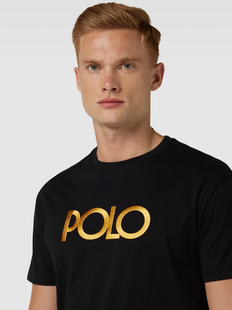 T-Shirt mit Label-Stitching in schwarz