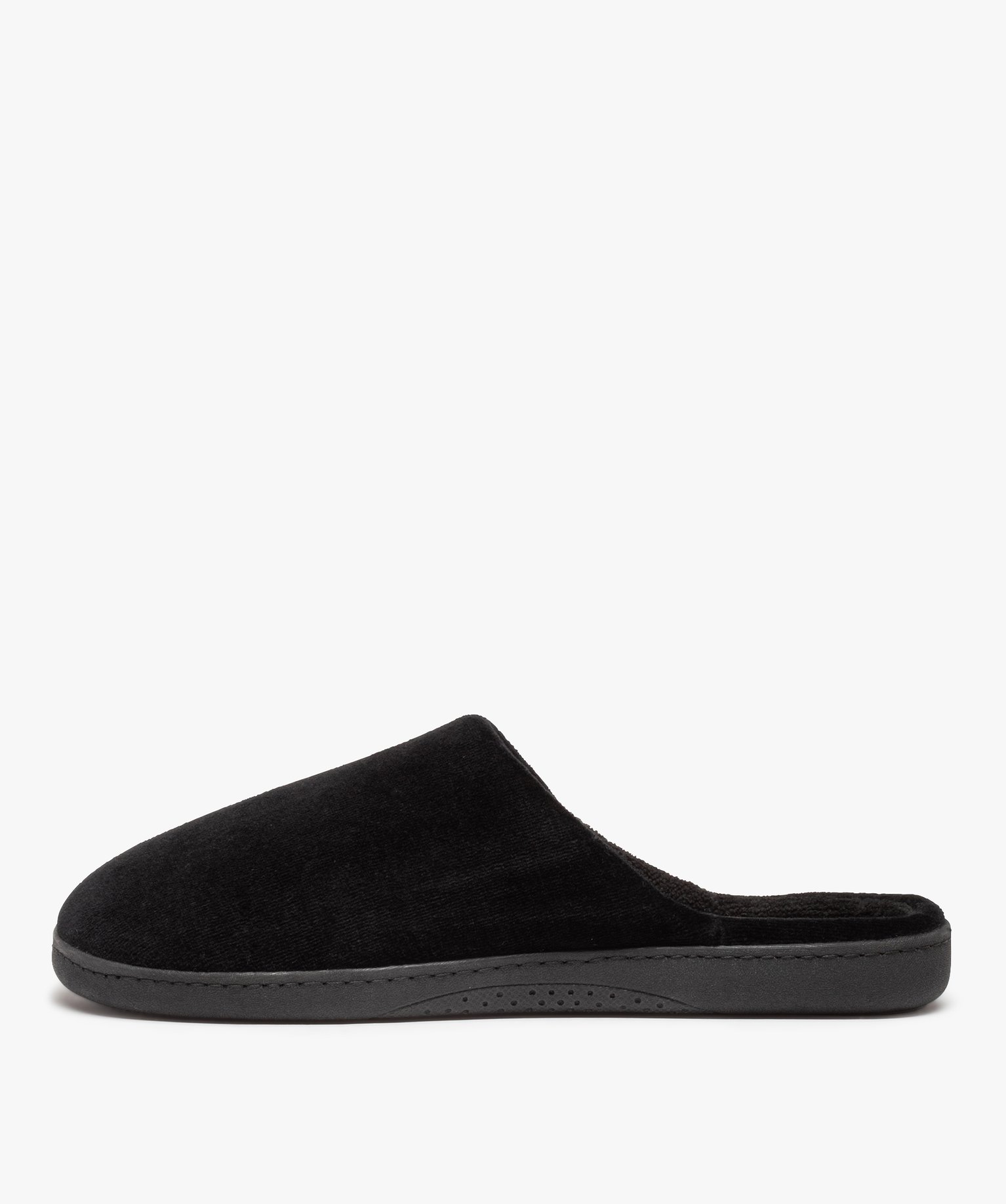 Chaussons homme mules en velours unies - Isotoner noir | GEMO