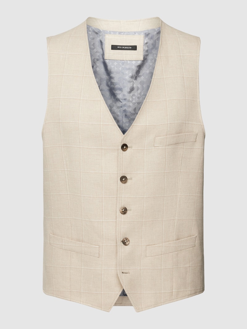 Anzugweste mit Karomuster in beige