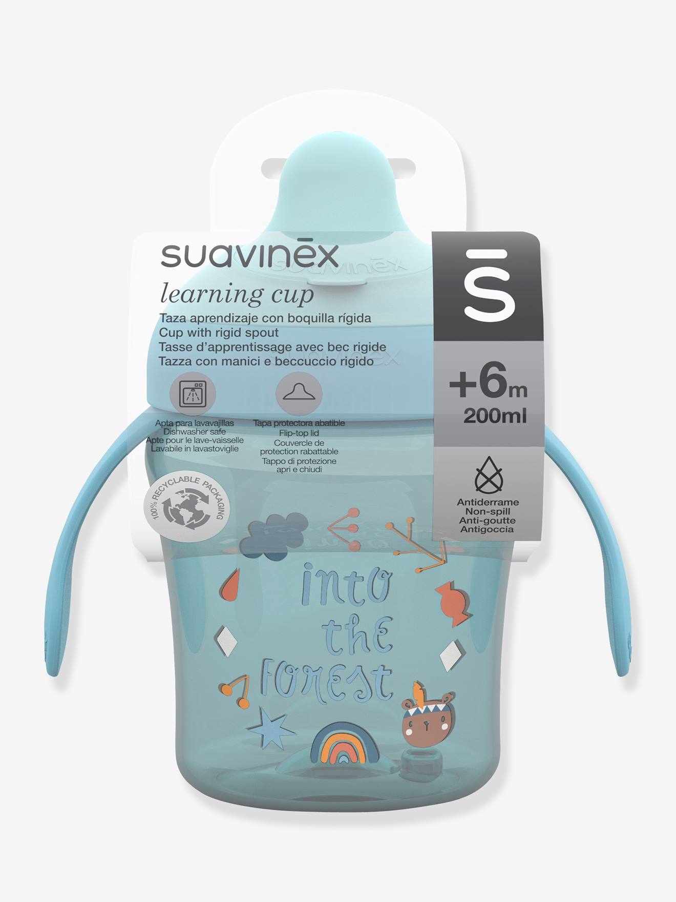 Tasse d'apprentissage avec anses et bec rigide SUAVINEX foret bleu