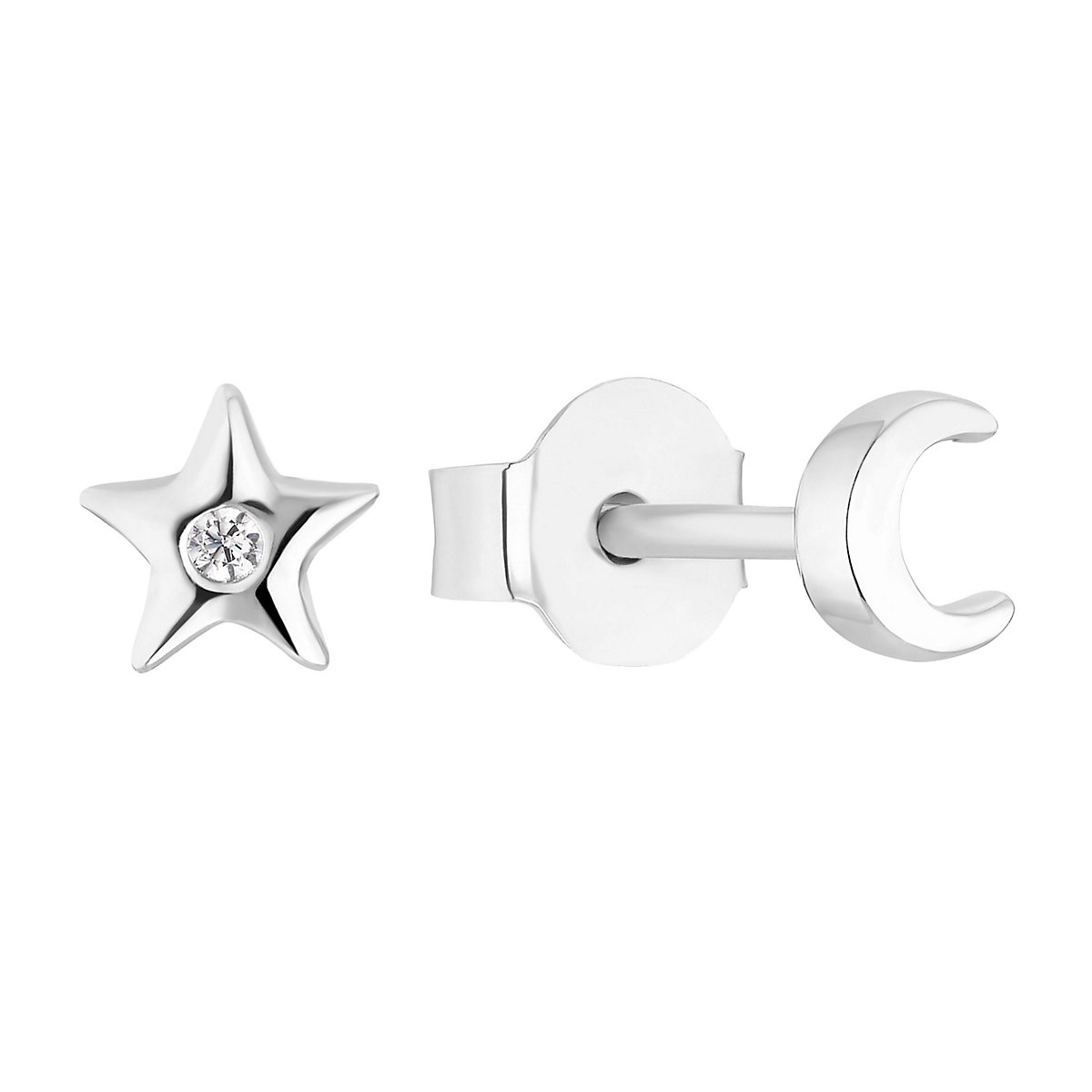 Ohrstecker für Mädchen, 925 Sterling Silber, Zirkonia synth. | Mond Ohrstecker für Mädchen