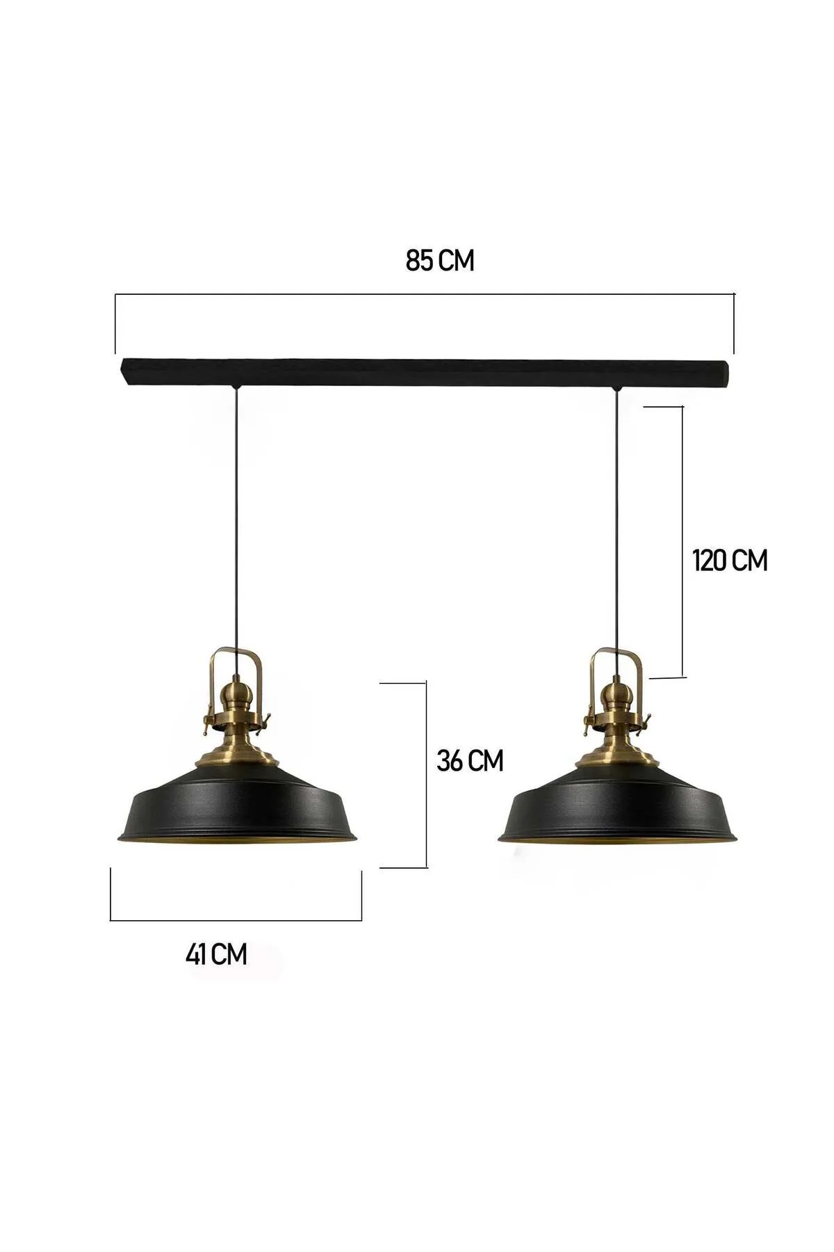 Bamyum  Pendelleuchte Asletl, 2 Flammig Metall 41 cm, Schwarz Lampe