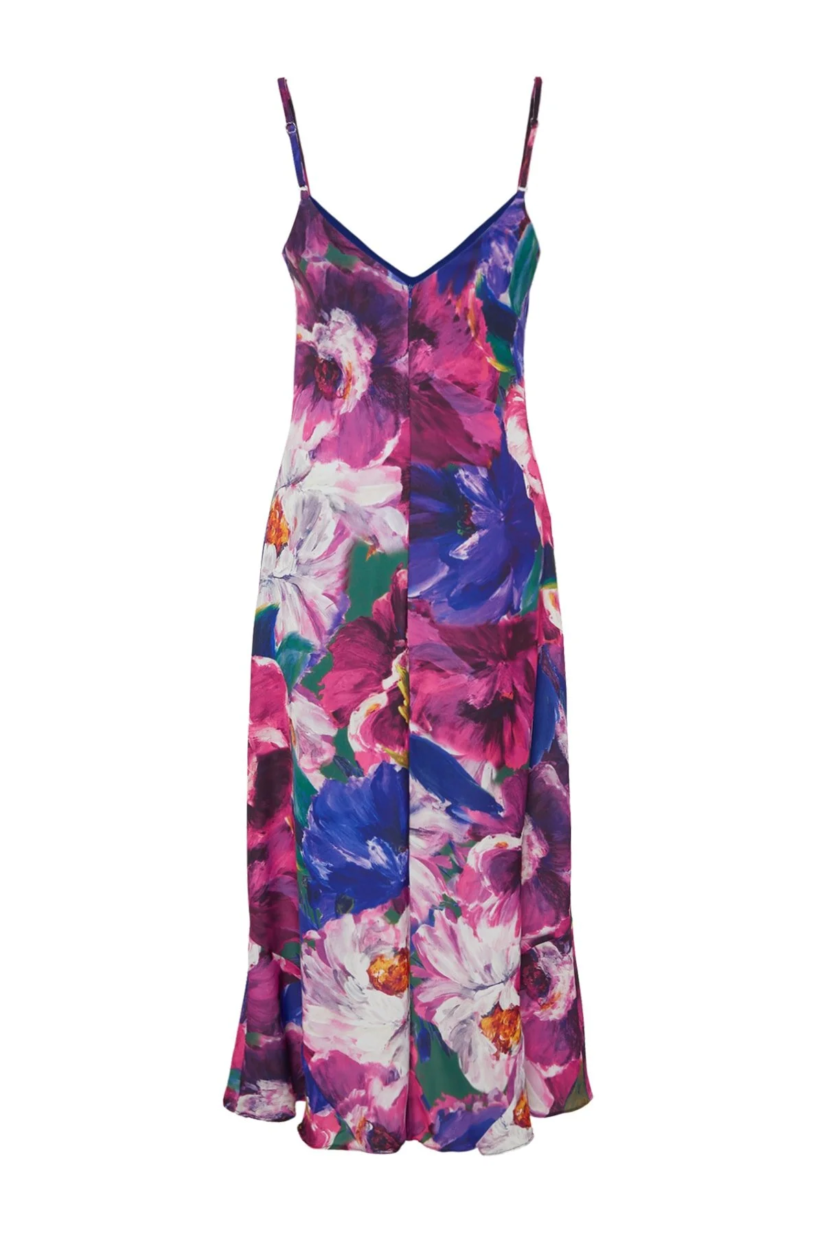 Trendyol Collection  Mehrfarbiges, strukturiertes, gewebtes Midi-Trägerkleid mit Blumenmuster TWOSS23EL02416
