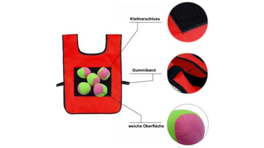 Izzy-Sport - Kinder Klettball-Westen mit 12 Bällen