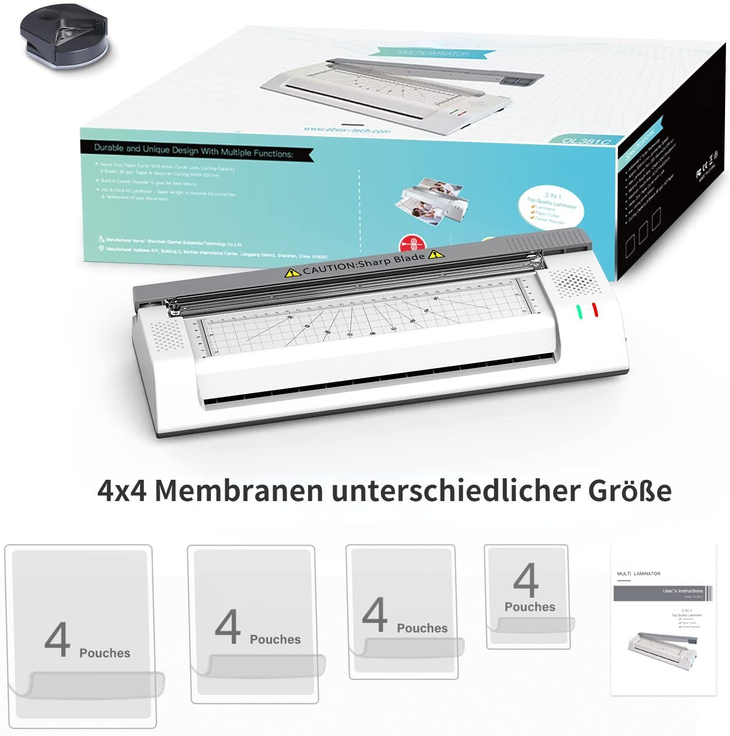 ABOX Laminiergerät Involly OL381C, A3 A4 A5 A7,Heiß und Kalt Laminiermaschinen