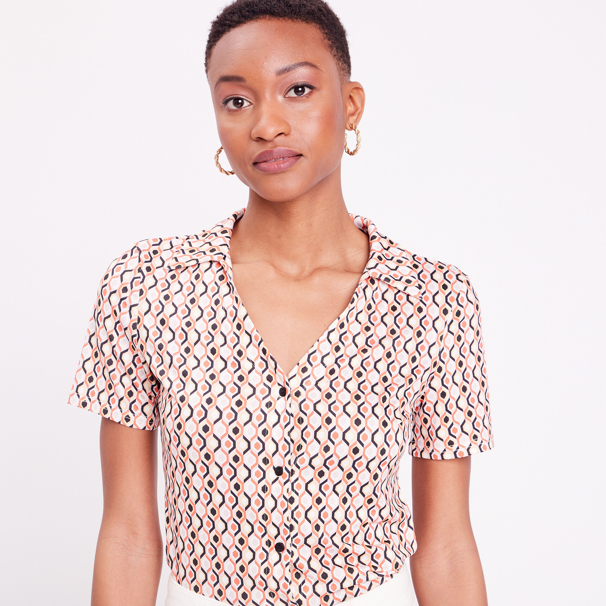Chemise manches courtes beige femme | Cache Cache