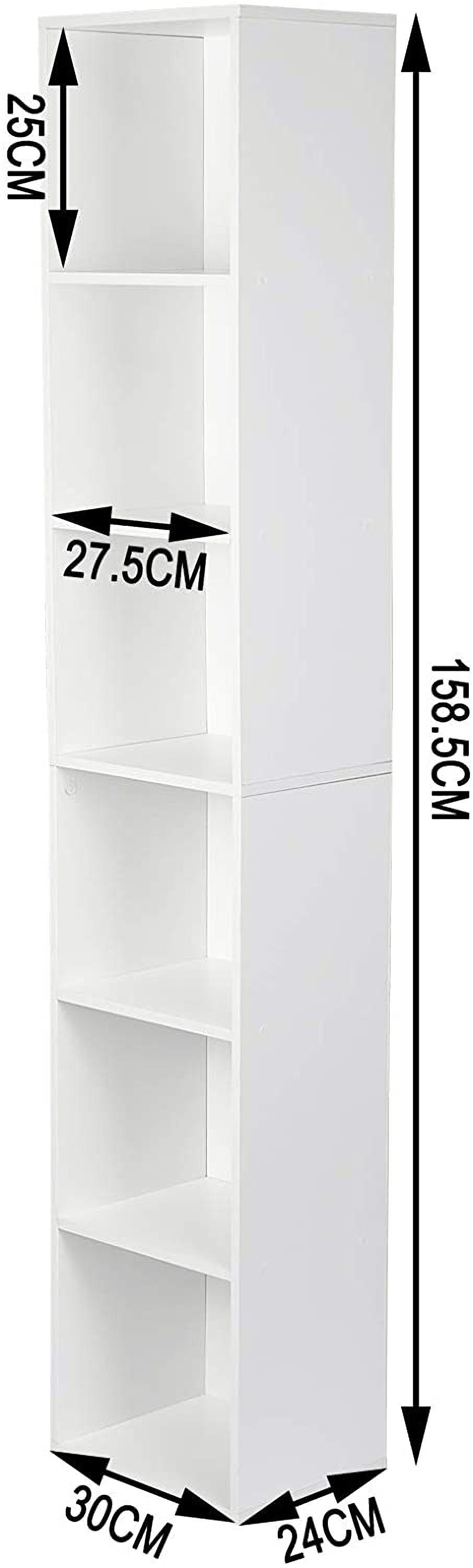 Woltu Bücherregal, 1-tlg., Aktenschrank, MDF, 6 Fächer, 30x24x158,5cm
