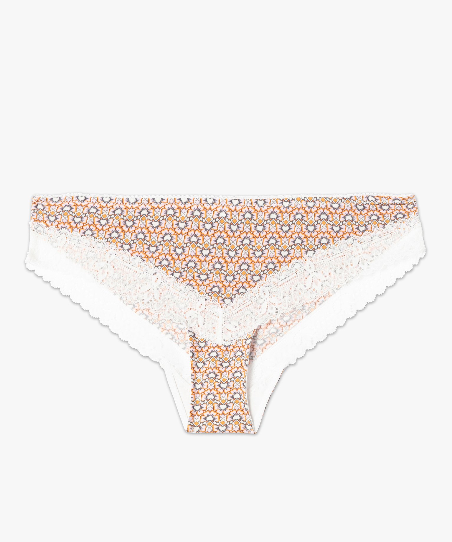 Shorty femme à motifs fleuris avec finitions dentelle imprime | GEMO