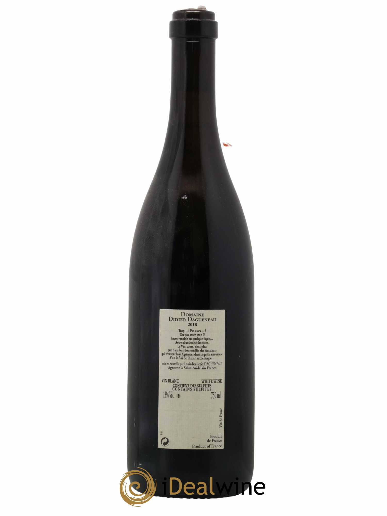 Vin de France Blanc Etc Dagueneau (Domaine Didier - Louis-Benjamin)  2018 - Lot de 1 Bouteille