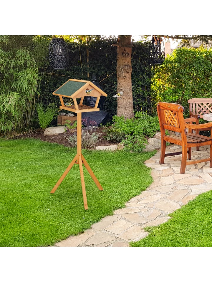 relaxdays Vogelfutterhaus in Natur/ Grün - (B)66 x (H)137 x (T)59 cm günstig kaufen onesize