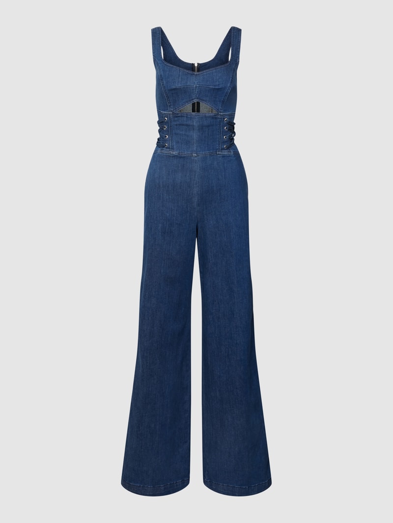 Flared Cut Jumpsuit in Denim-Optik Modell 'TUTA' in dunkelblau