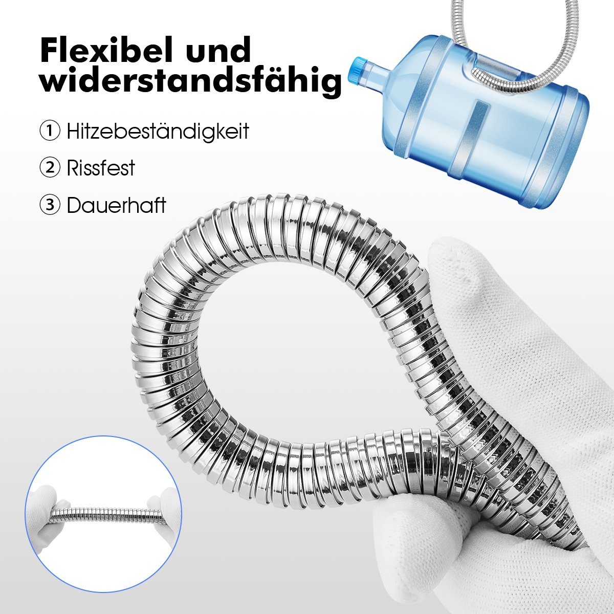 LETGOSPT Brauseschlauch 1.5m/2m Duschschlauch aus Edelstahl, Standard 1/2