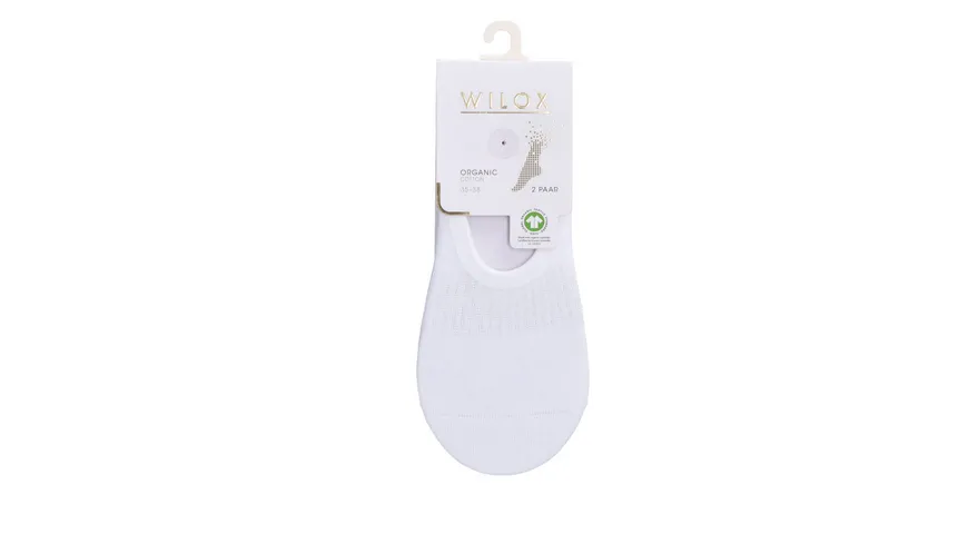 WILOX Damen Füßlinge ORGANIC COTTON 2er Pack weiß