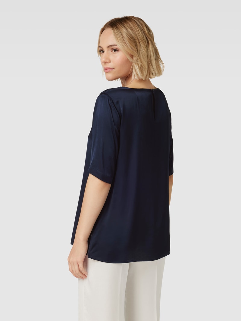 Blusenshirt aus Viskose mit U-Boot-Ausschnitt in marineblau