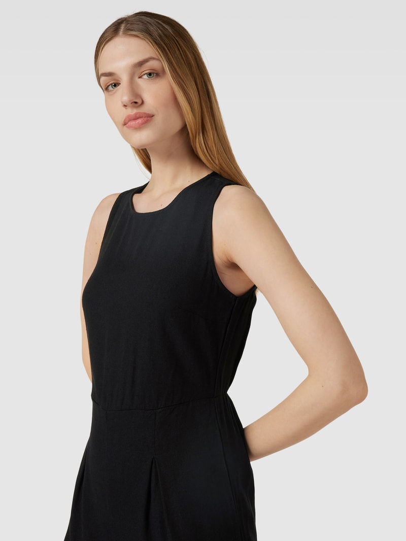 Jumpsuit aus Viskose-Leinen-Mix mit Kellerfalten Modell 'MILO' in schwarz