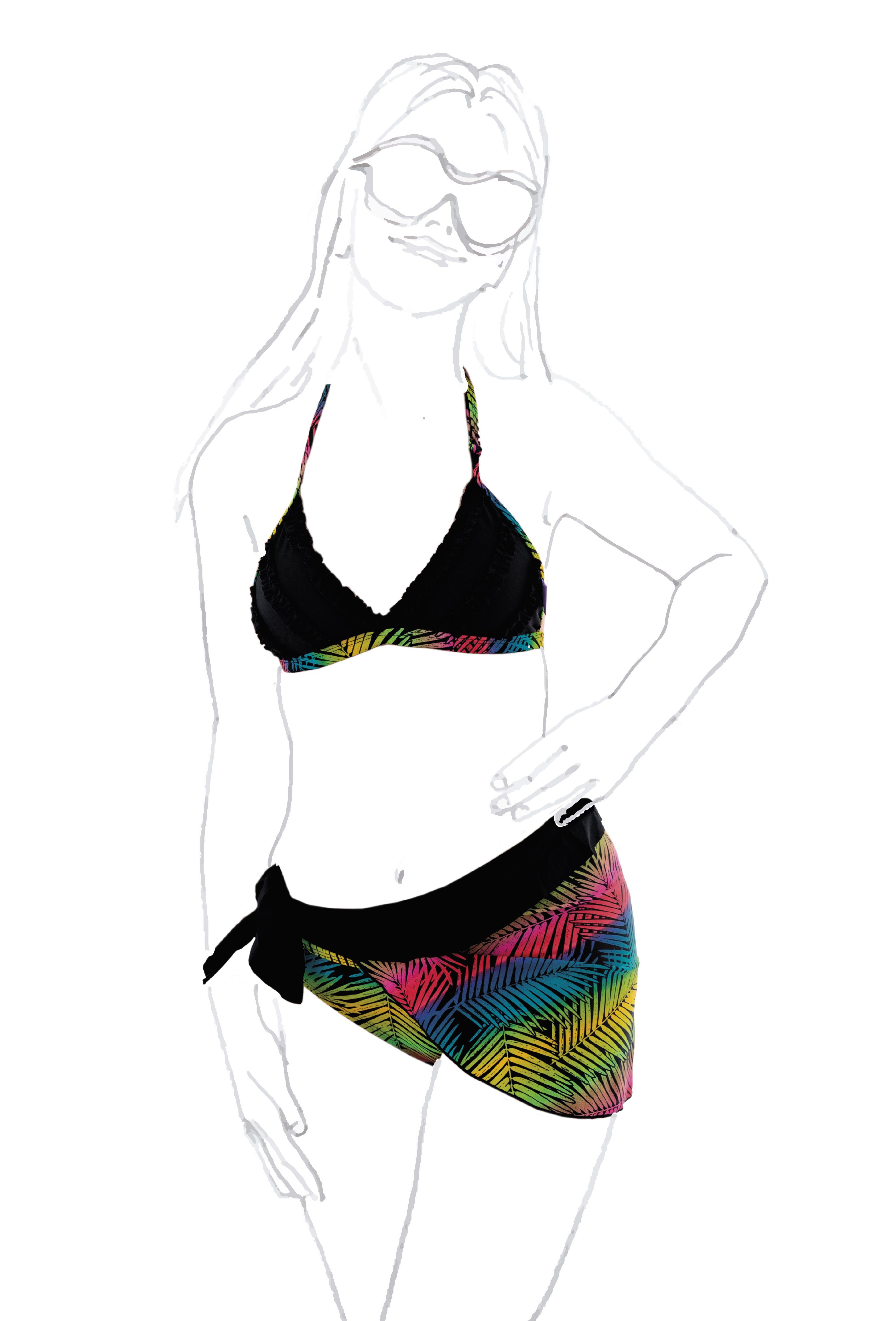 petit amour Triangel-Bikini Mädchenbikini Set mit Pareo MARY ohne Bügel (Set, 3-St., 3-Teile) mit Mustermix, mit Rüschen