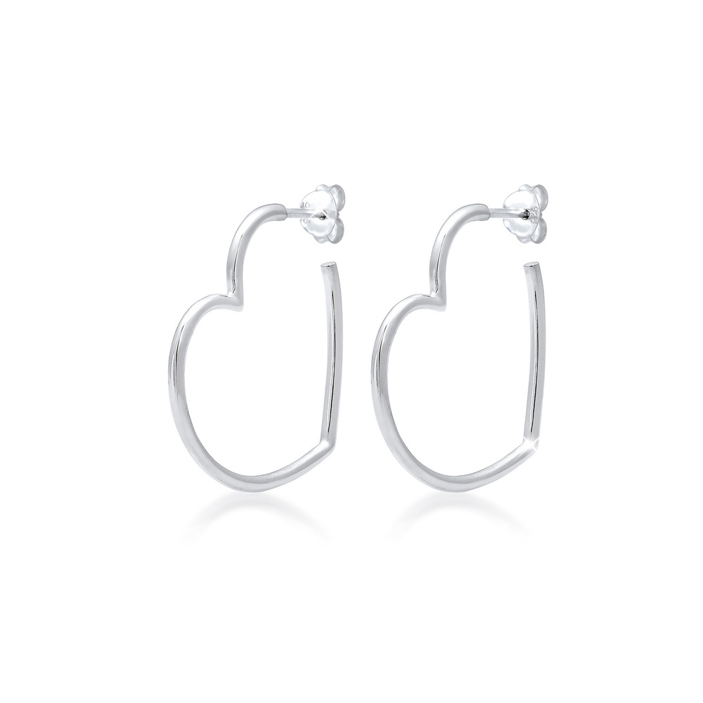 Elli Elli Boucles d'Oreilles Femmes Créoles Cœur Filigrane en Argent Sterling 925 Boucles d'oreilles