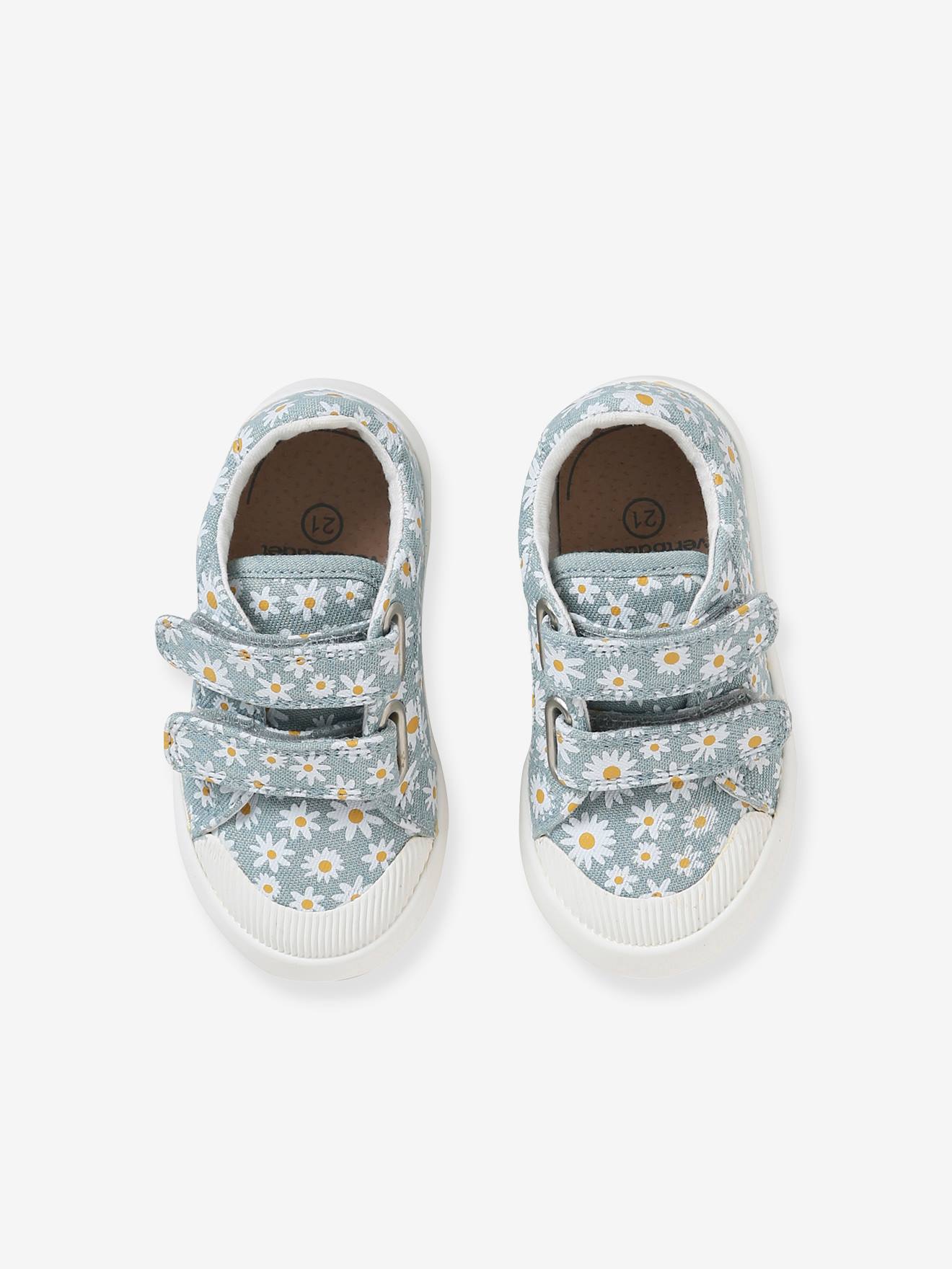 Vertbaudet Mädchen Baby Stoffschuhe, Klett - mehrfarbig