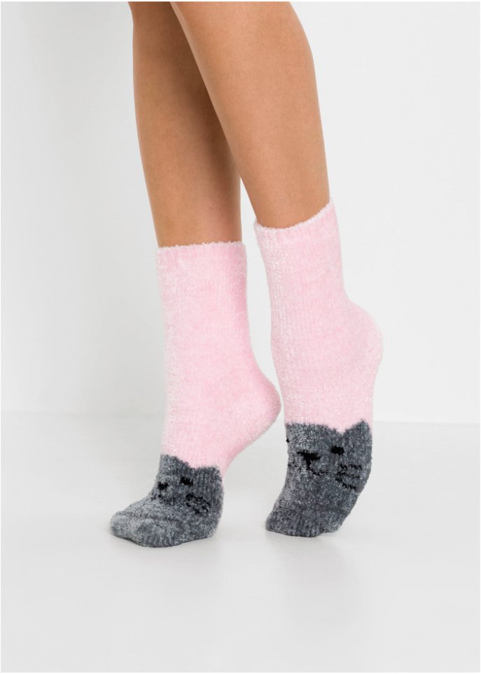 Kuschelsocken Chenille mit Satinschleife (3er Pack)
