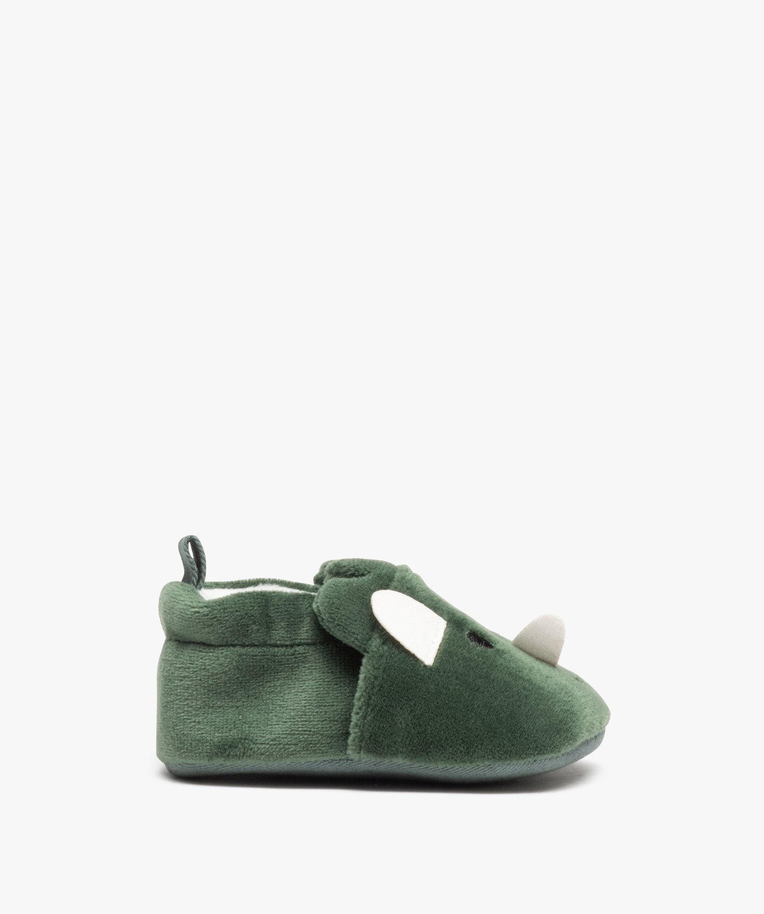 Chaussons de naissance en velours avec détails rhinocéros vert | GEMO