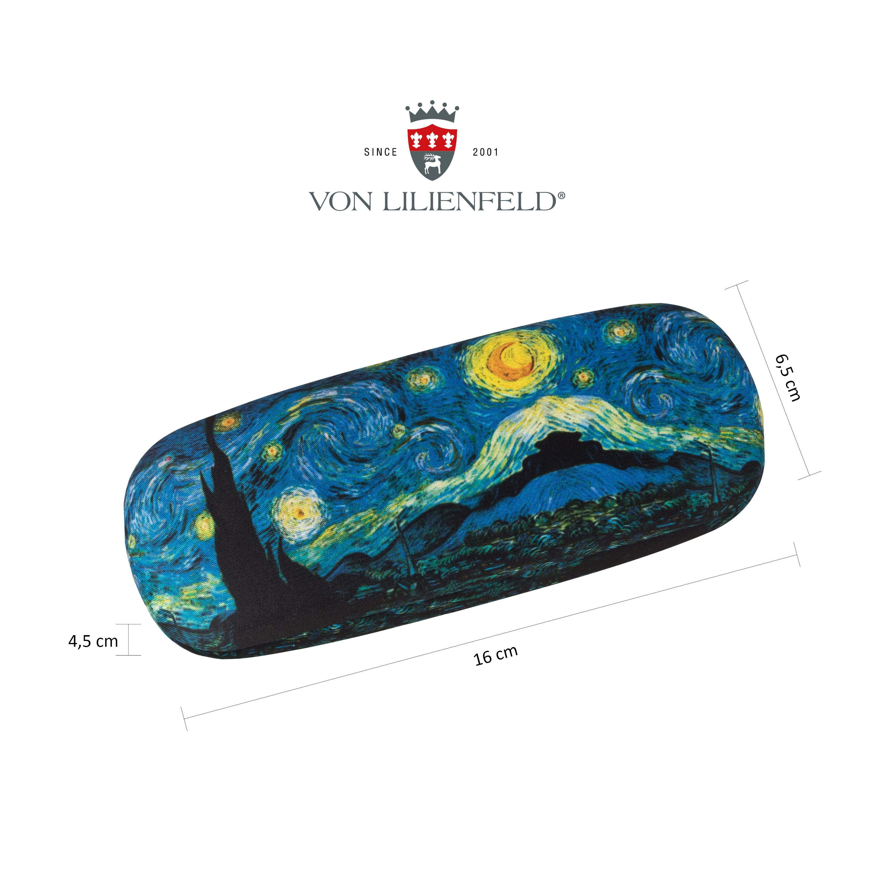 von Lilienfeld Brillenetui VON LILIENFELD Brillenetui Vincent van Gogh: Sternennacht Kunst Motiv Etui Brille Mikrofaser Brillenputztuch Brillenbox Stabiles Hardcase Set mit Stoff bezogen, hochwertiges Putztuch mit demselben Motiv, VON LILIENFELD Logo