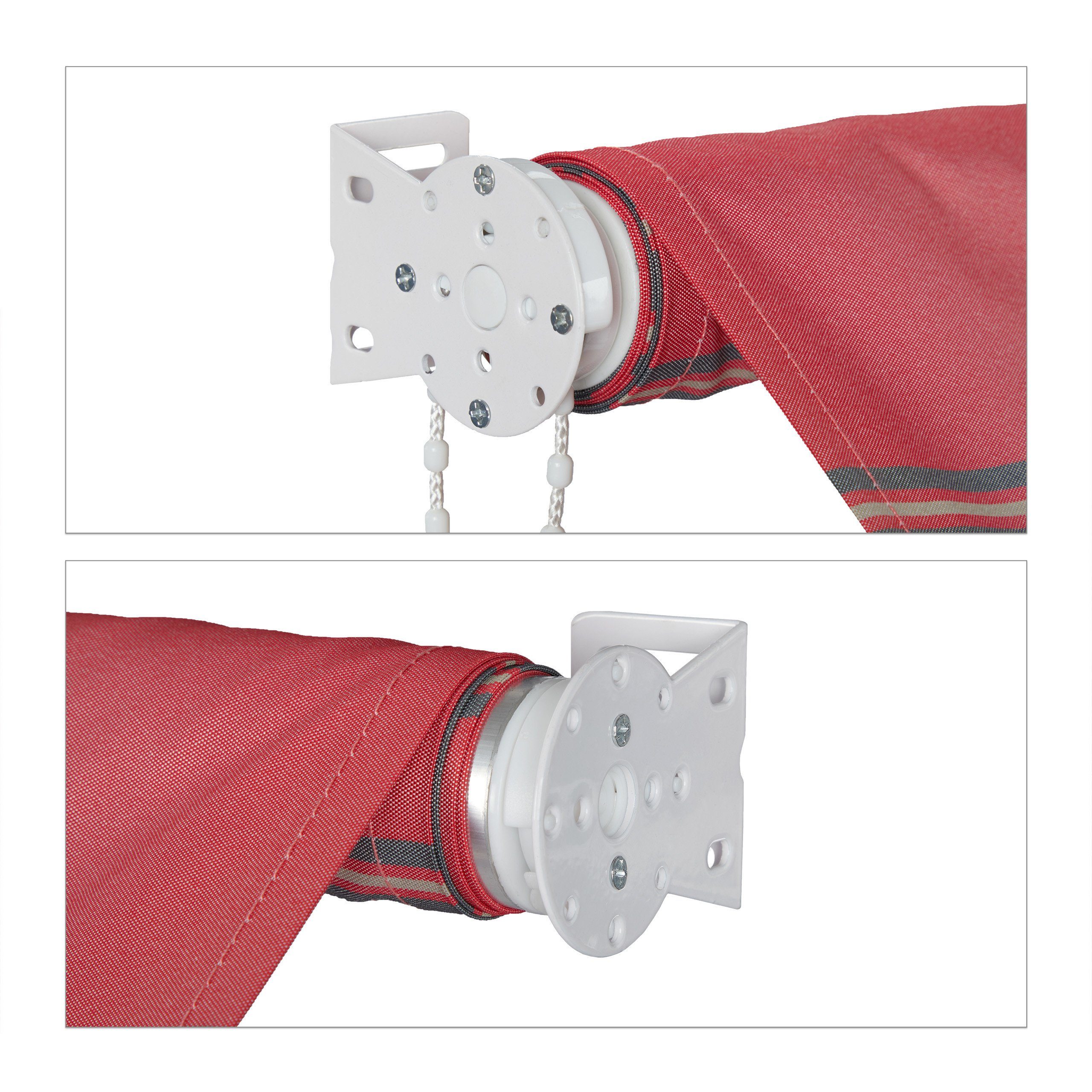 relaxdays Markise Fallarmmarkise in Grau-Rot 250 x 120 cm